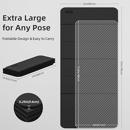 Miniatura 2 de Tapete de yoga plegable grande para pilates, no tóxico, tapete de yoga extra grande de 75 x 32 pulgadas, diseño antideslizante y portátil de 14