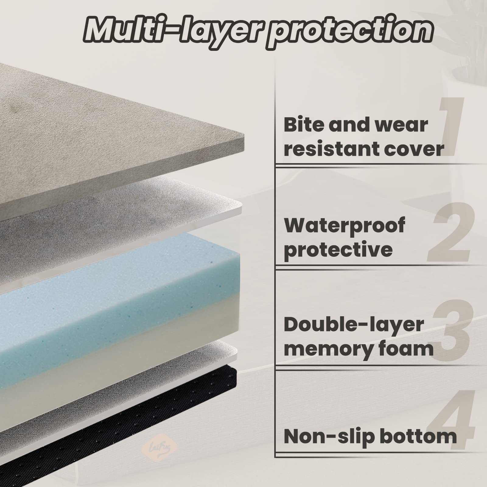 Laifug Orthopedic Memory Foam Dog Bed Extra Large Dog Bed with Pillow and Durable Water Proof Liner & Removable Washable Cover & Smart Design(Dark Grey) - image 3