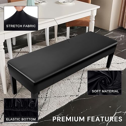 Miniatura 3 de SearchI Fundas impermeables para banco de comedor, lavables, antipolvo, de piel sintética, fundas de cojín impresas, fundas de banco de comedor para