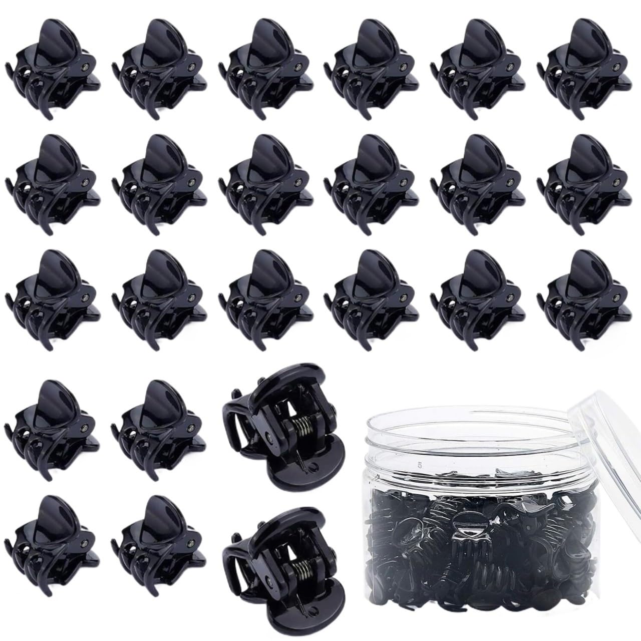 Haarkamm Damen 48 Packungen kleine Mini-Haarspangen, Krallen-Haarklemmen für Mädchen und Frauen, kleine Haarspangen, Kunststoffbackenklammern Haarkamm Zum Stecken(Black)