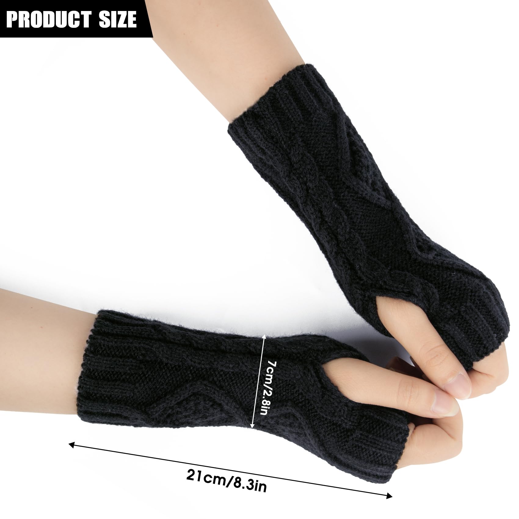 Chalier Fashion Guanti Senza Dita, Guanti Donna Termici Invernali, Guanti In Maglia Con foro per Pollice