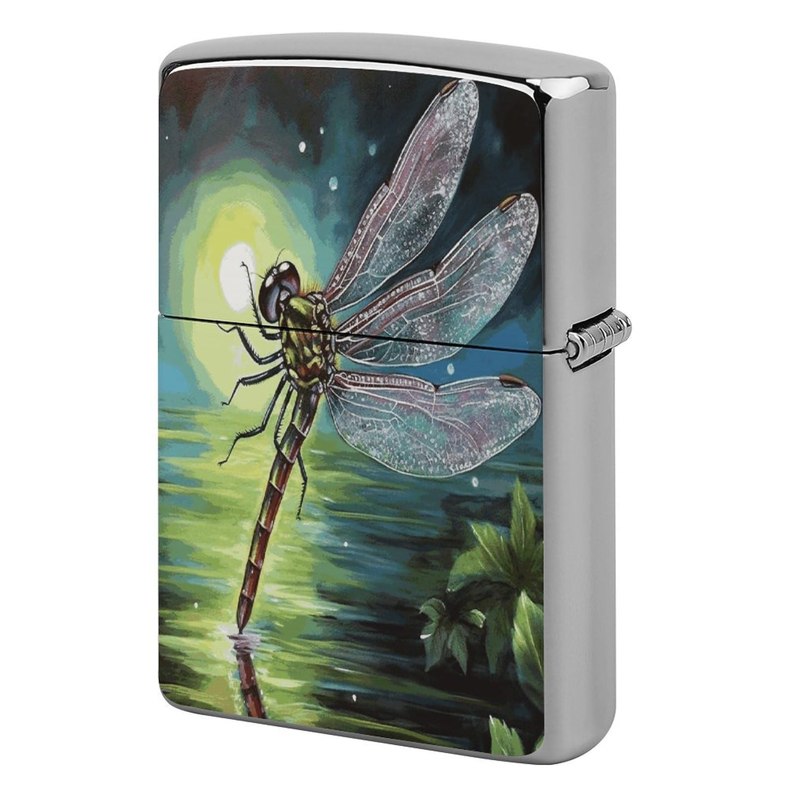 Fodpand Style Dragonfly Painting Metal Lighter Case Cover Lighter Sleeve