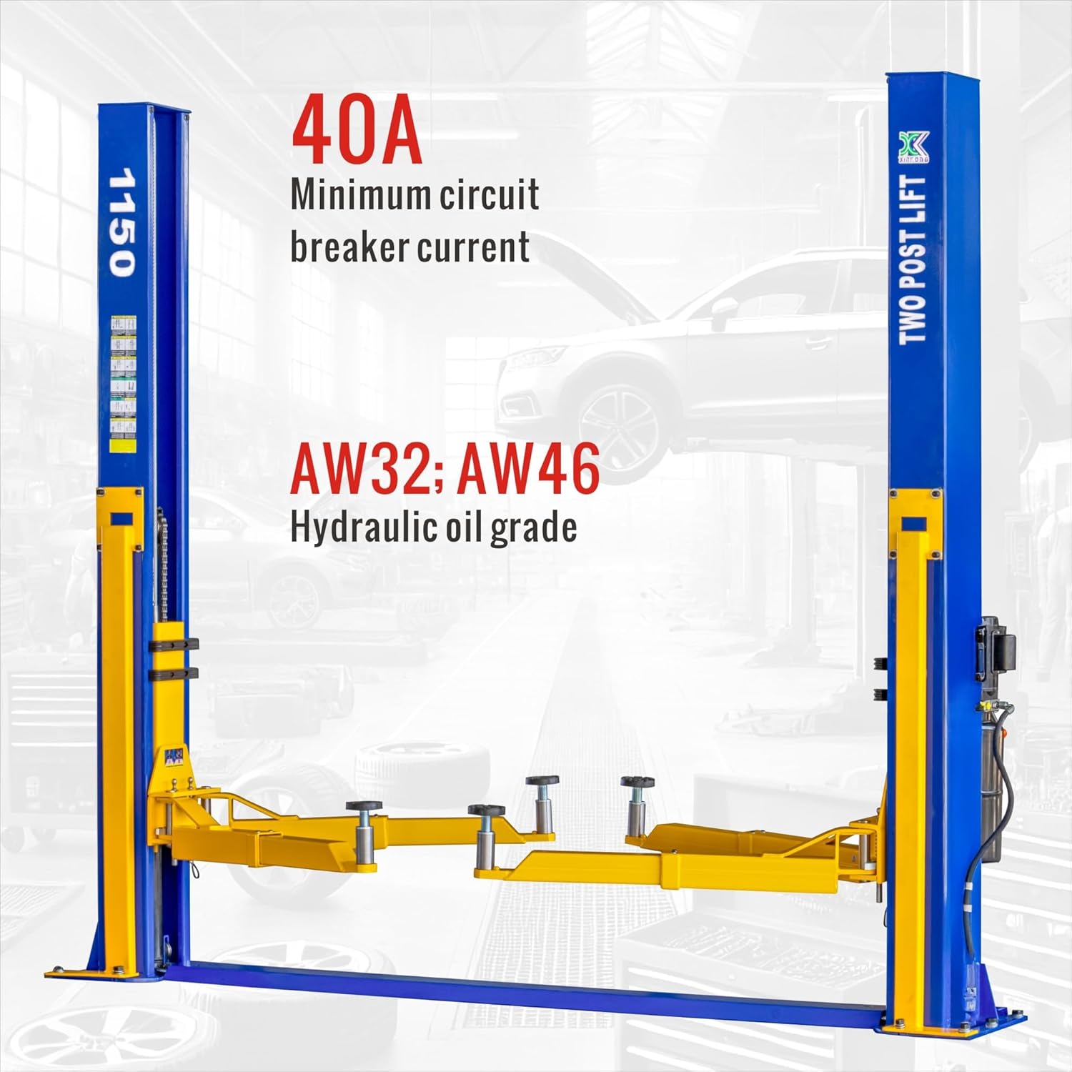 XK-1150 Two Post Auto Lift 110V Car Lift Truck Hoist Capacity 11500 Lbs with 36 Months Parts Replacement