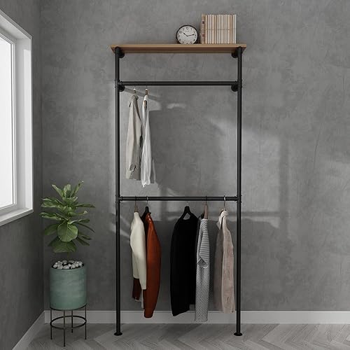 Perchero industrial de tubos, perchero para armario, dormitorio y como sistema de clóset. Percheros resistentes para colgar ropa, perchero