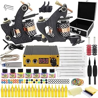 SOTICA Tattoo Kit - Complete Tattoo Machine Kit Professional Tattoo Kits for beginner including Coil Machine Tattoo Power Supply Tattoo Foot Pedal Tattoo Needles Tattoo Inks for Tattoo Supplies.
