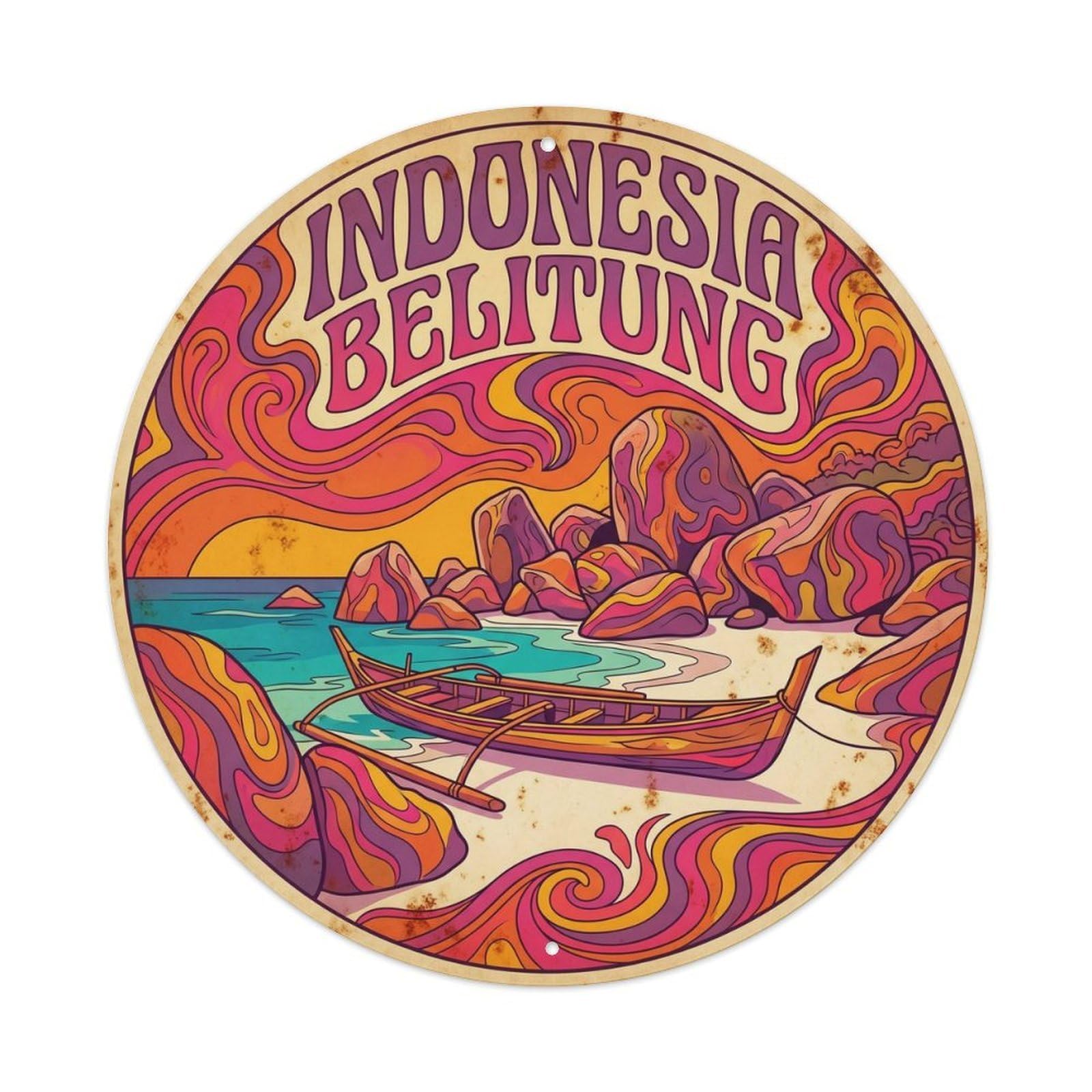 Indonesia Belitung Island Destination Ocean Journey Metal Tin Sign