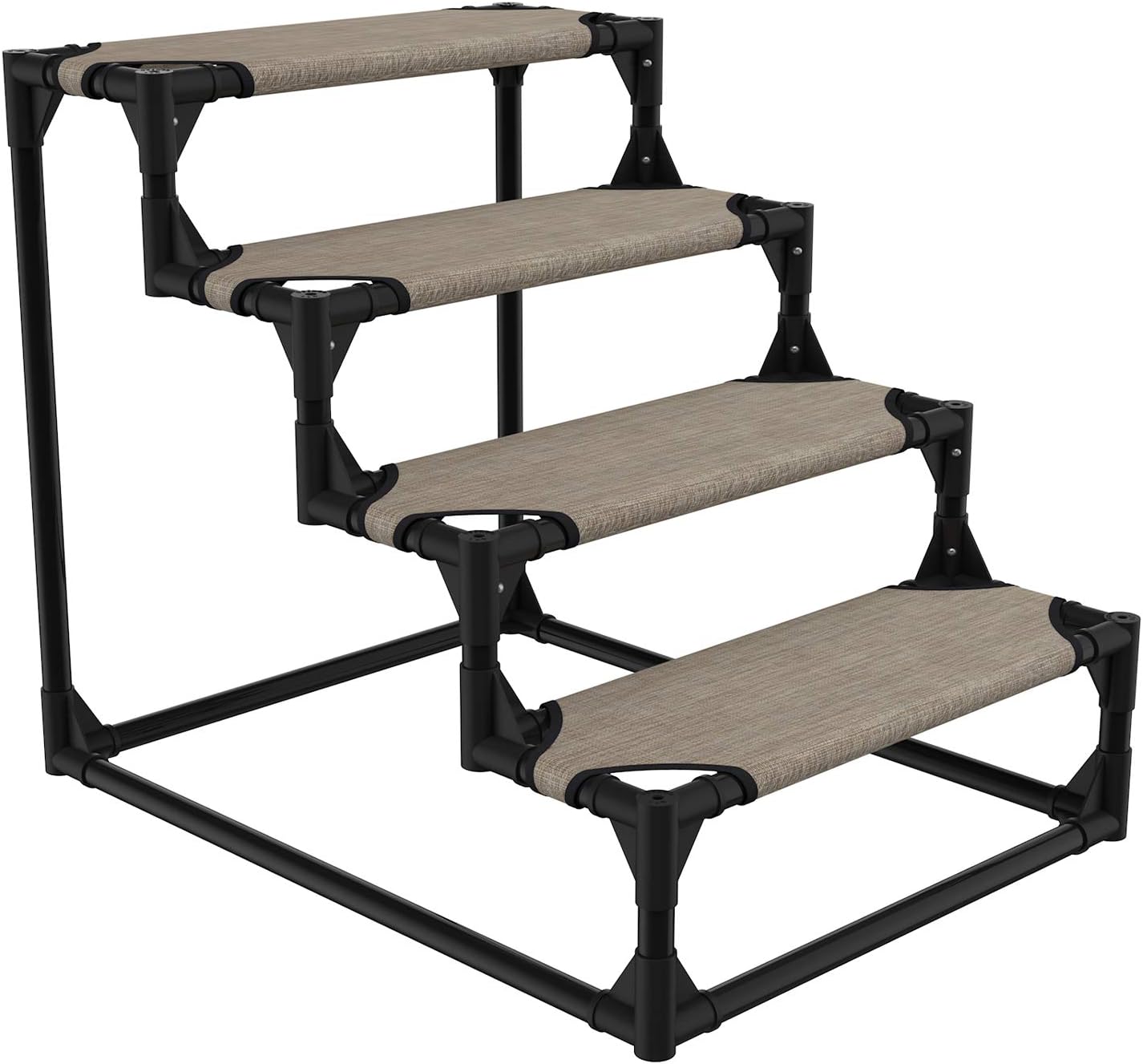 Veehoo Sturdy Pet Steps - Pet Stairs for Small Dogs and Cats, Doggie, Puppy and Older Cats Step for High Bed Couch, Beige Coffee
