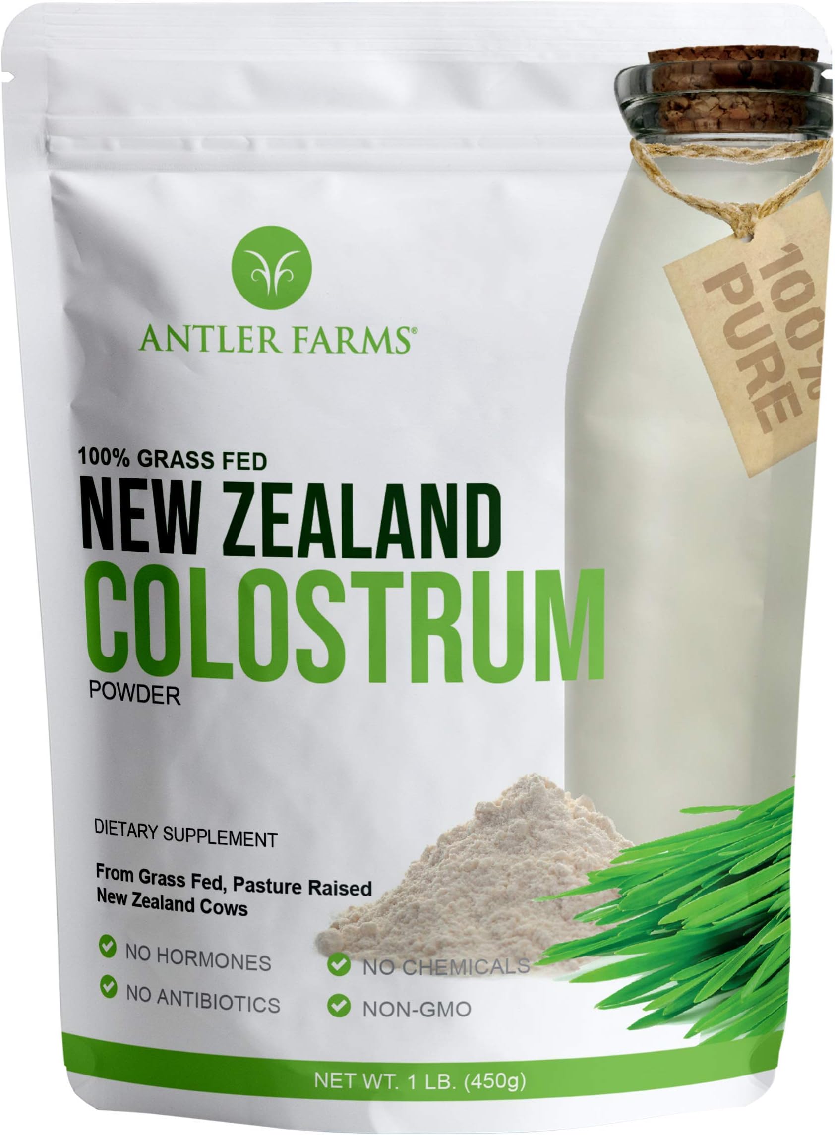 100% Pure New Zealand Colostrum, 30 Servings, 1 lb - Grass Fed, Pasture Raised, Clean Sourced, Cold Processed, Undiluted, High IgG Content