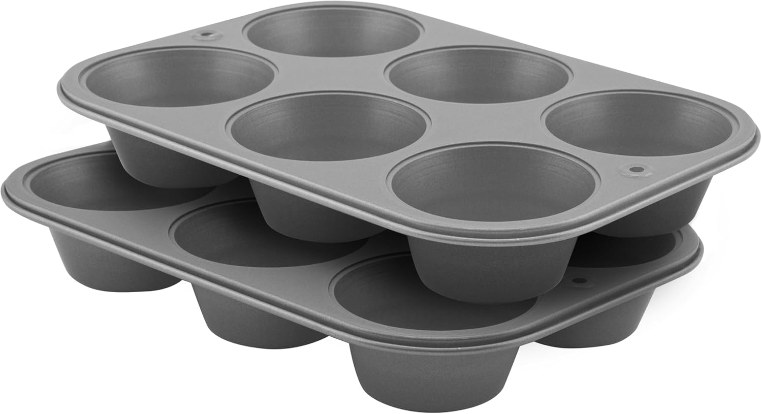 OvenStuff Set of Two Nonstick 6-cup Jumbo Muffin Pan, Gray, HG236-AZ