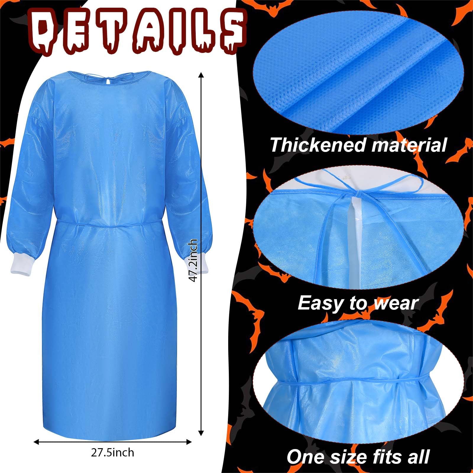 7 Pcs Halloween Couple Medical Costume Hospital Doctor Surgeon Gown Patient Gown Fake Blood Gauze for Halloween Adult Men Women Couple Cosplay Party Dress Up