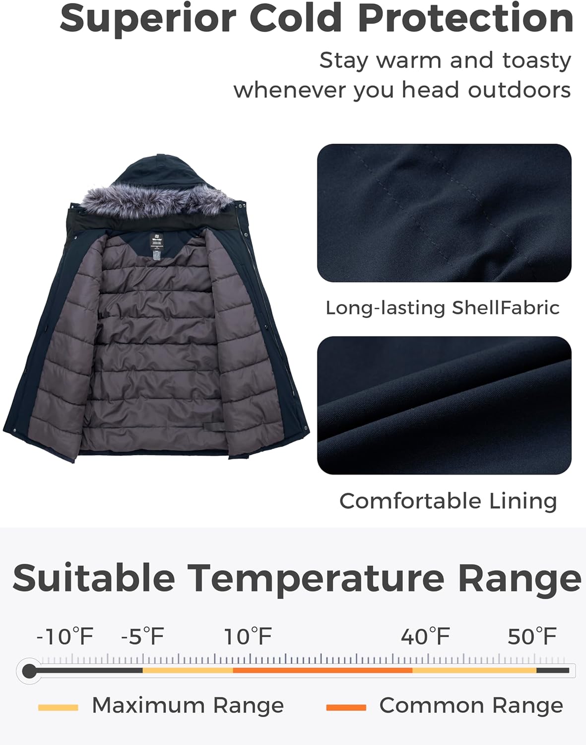 wantdo Men's Big and Tall Winter Coat Warm Long Puffer Jacket Thicken Snow Parka Outerwear with Removable Hood - Image 3