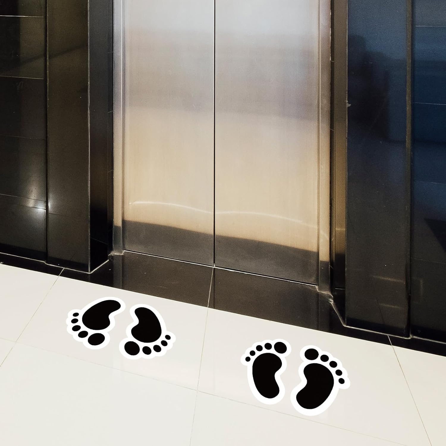Black Footprint Stickers 4 × 6 Inches Vinyl Self Adhesive Kids Floor Decals Waterproof Foot Print Sticker for Business School Office Wall Stairs 20 Pairs