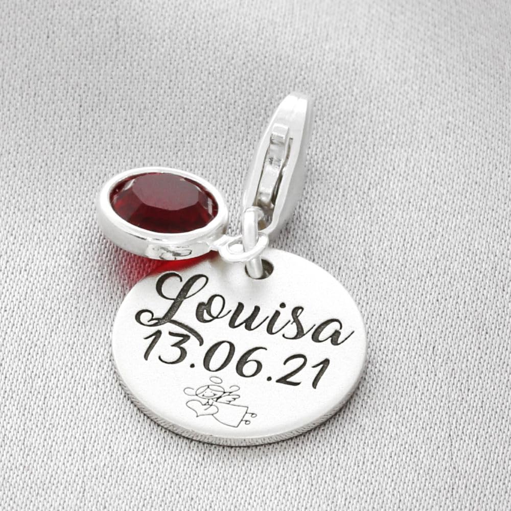 Charms Anhänger 925 Silber Gravur Schlüsselanhänger personalisiert Geschenk Geburt Charm Name Namensgravur Bettelarmband Zusatzanhänger | HANDMADE IN GERMANY