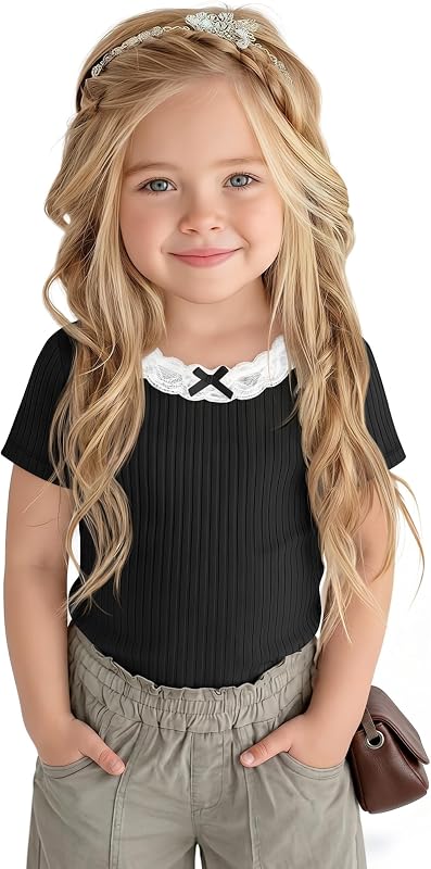 Toddler Girls' Short Sleeve Cotton Shirts