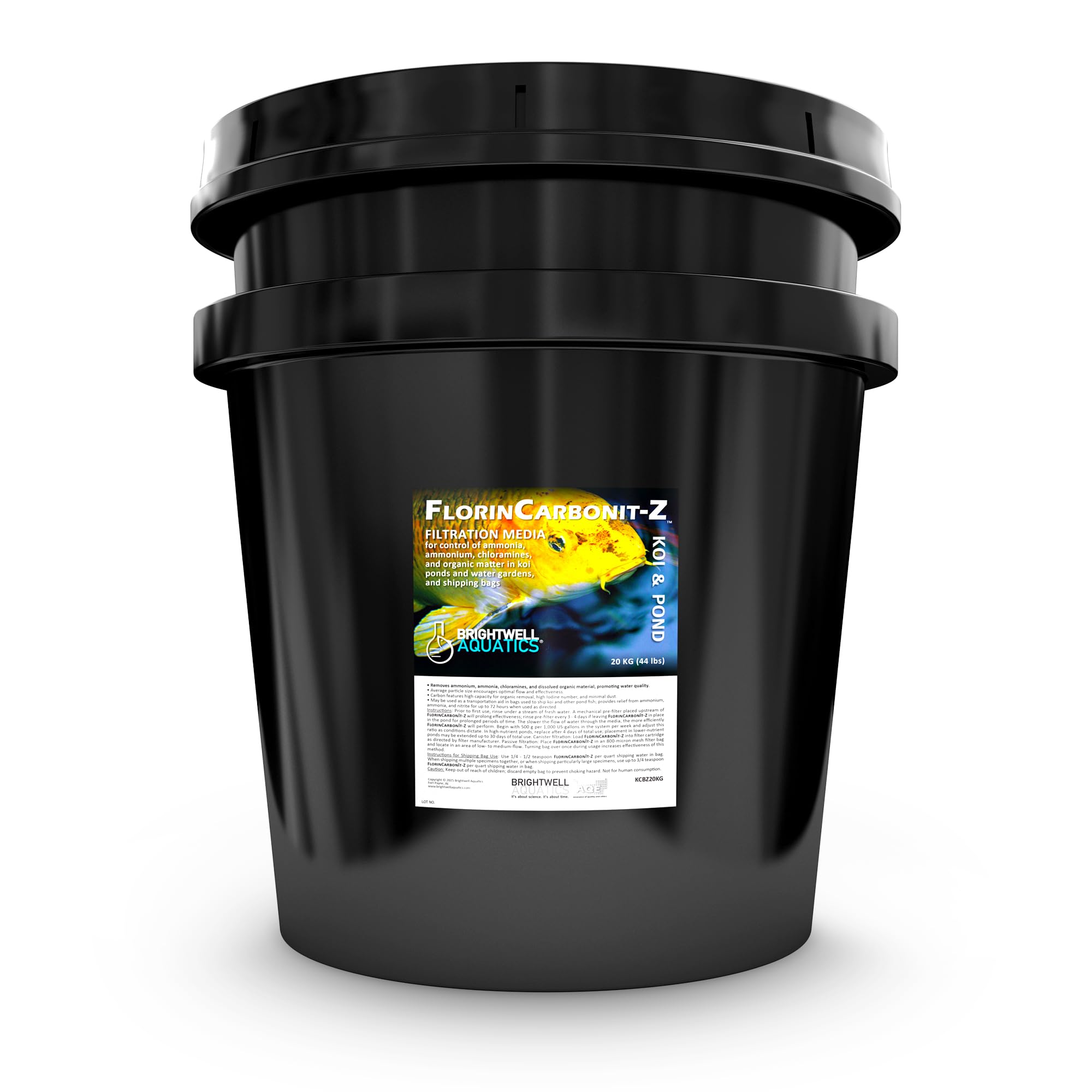 Brightwell Aquatics FlorinCarbonit Z - Filter Media for Chloramine Ammonia and Ammonium Control in Ponds Tap Water and
