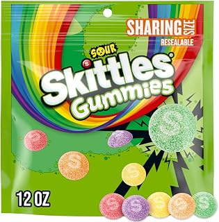 SKITTLES Sour Gummies Chewy Candy Assortment, 12oz, Sharing Size, Resealable Bag