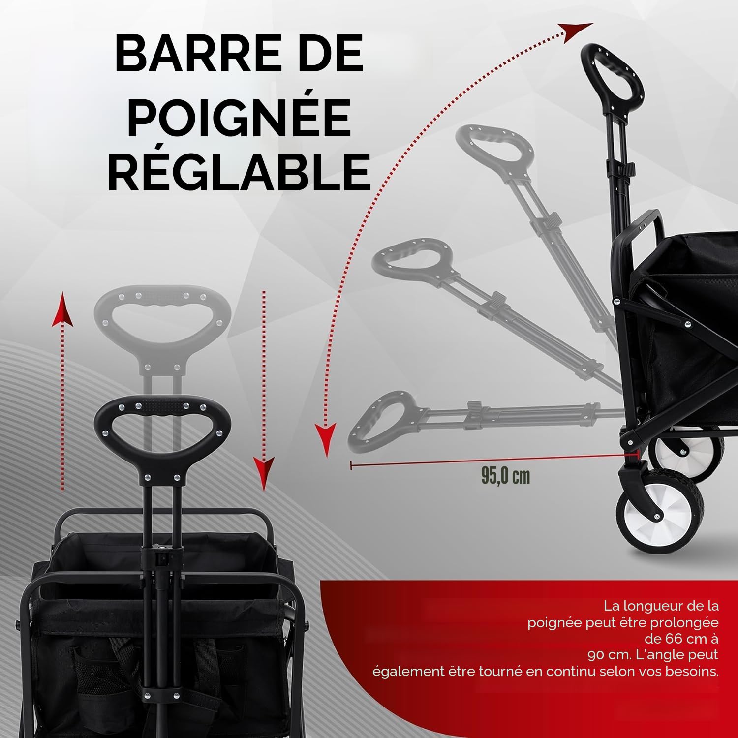 Chariot de plage pliable Walden de grande capacité, stable et portable, parfait pour le sport, le shopping, le camping