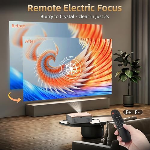 [Mise au Point électrique/clé de voûte Automatique 6D] Projecteur FUDONI avec WiFi6 et Bluetooth 5.4, projecteur de Film extérieur Portable 800ANSI natif 1080p, Support Smart Home Proyector 4K pour - 4