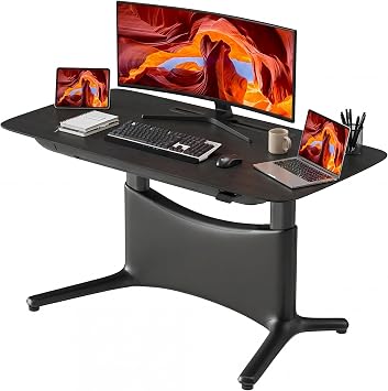 COLAMY Electric Standing Desk 55x28, Desktop Wobble-Free Dual Motor Sit Stand Up Desk with Drawers, Outlets & Footrest, Adjustable Height Computer Table for Home Office Workstation, Black Oak