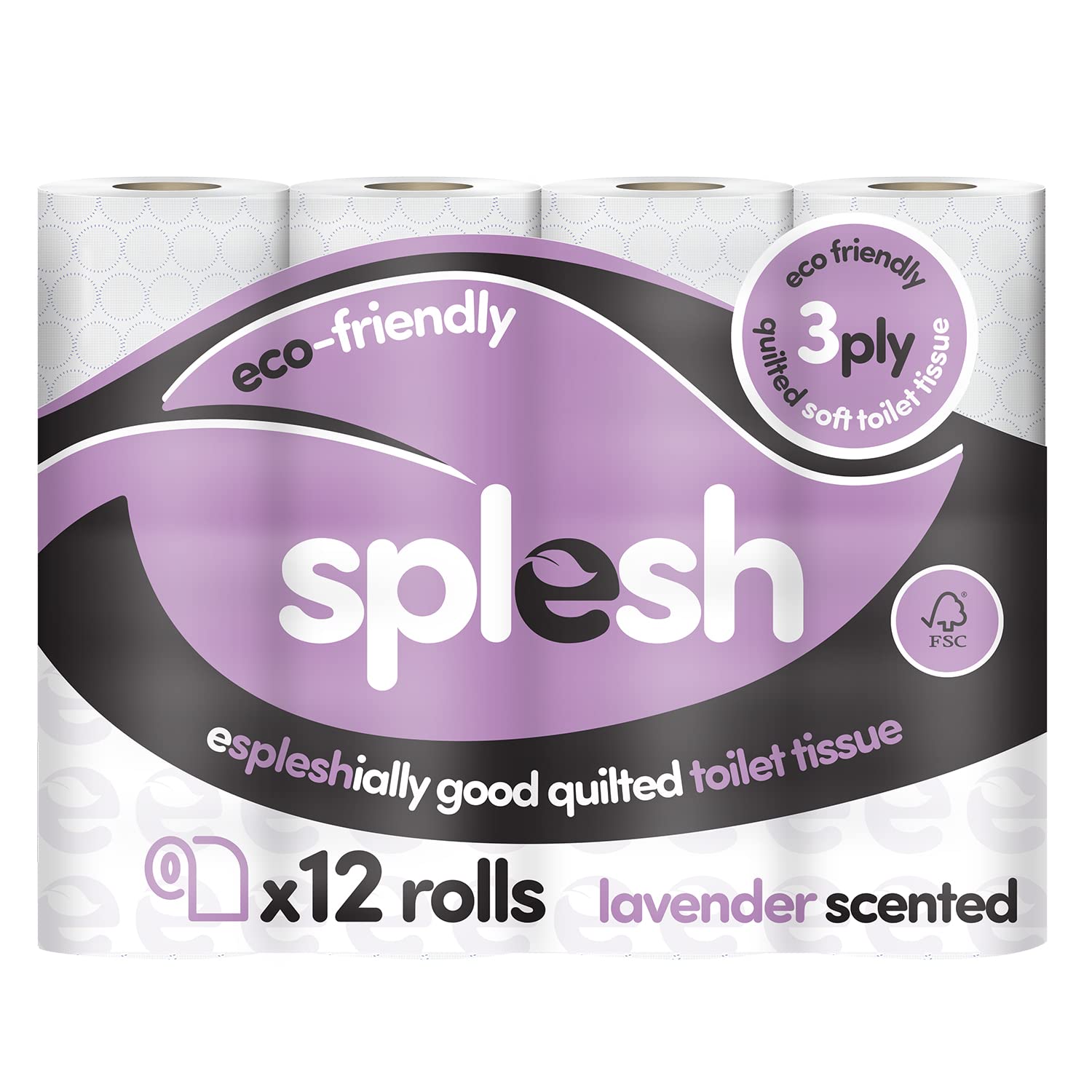 Cusheen Toilet Roll Bulk Buy - Pack of 12 Rolls (1 x 12 pack) Quilted White 3 Ply Lavender Fragrance Toilet Rolls