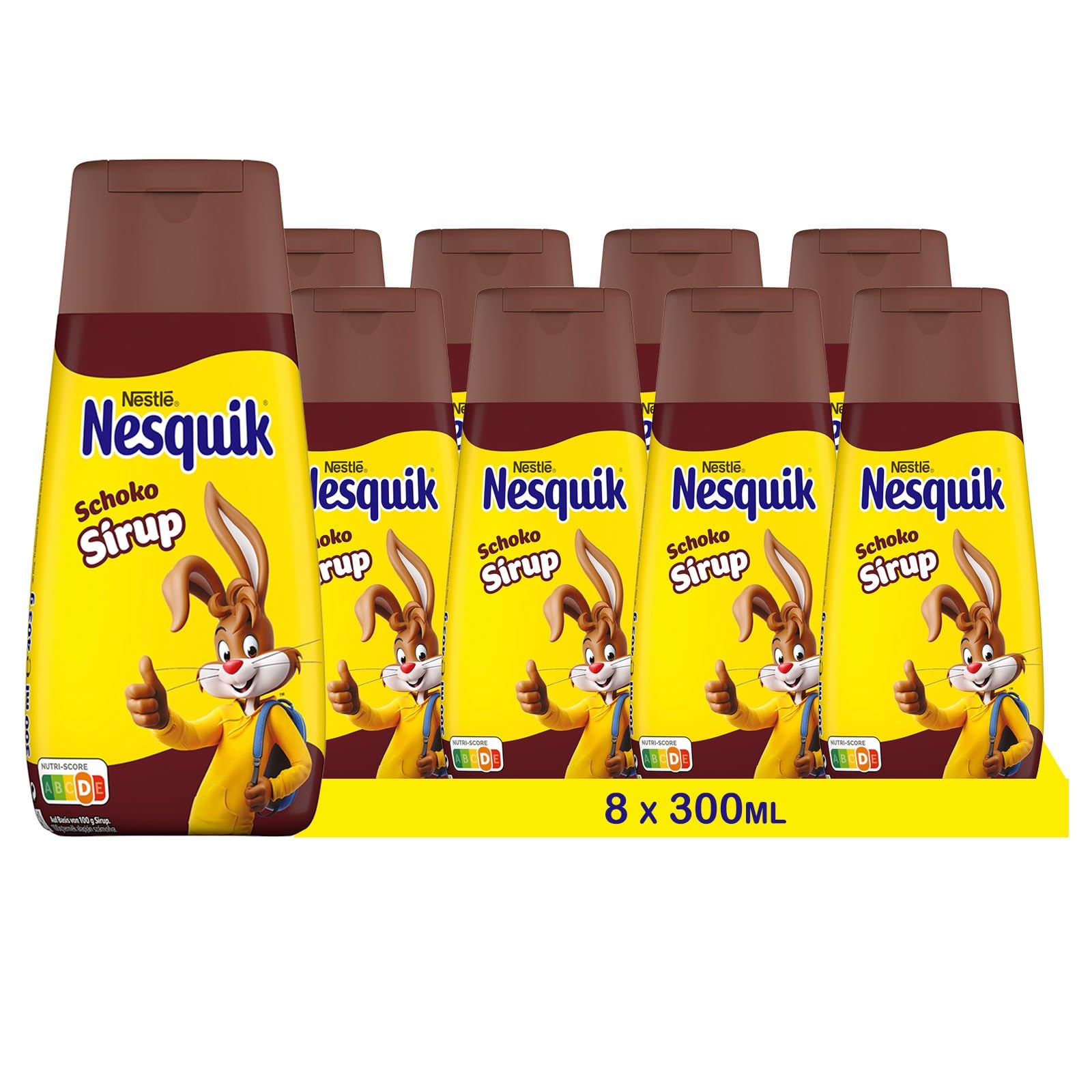Nesquik Syrop w puszce, syrop czekoladowy do deserów, śniadania lub napojów mlecznych, 8 x 300 ml, 12018291
