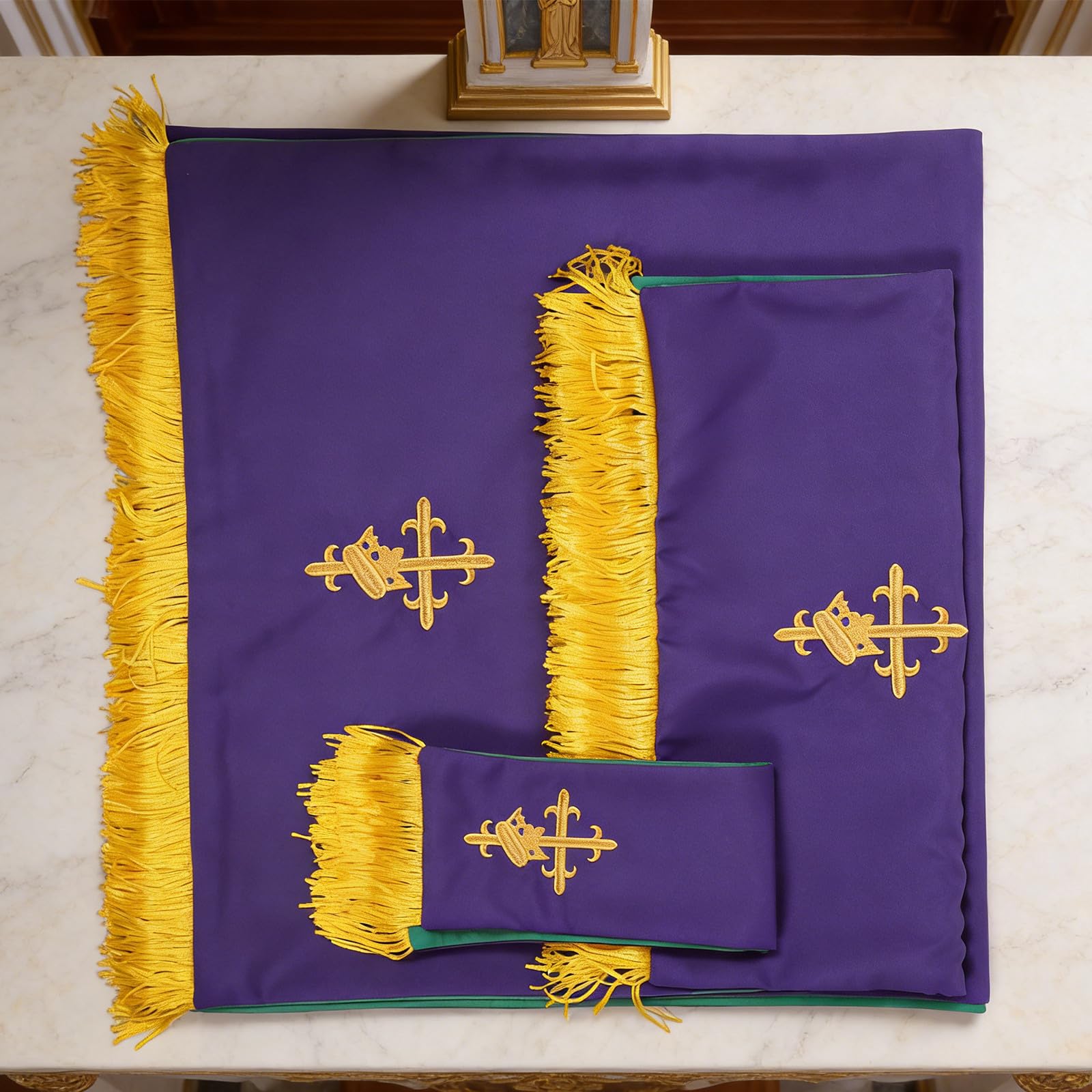 Alipis Chemin de Table de Communion Protection Antistatique Réversible en Tissu Élégant pour Sanctuaire et Funérailles , Décoration Raffinée D'église