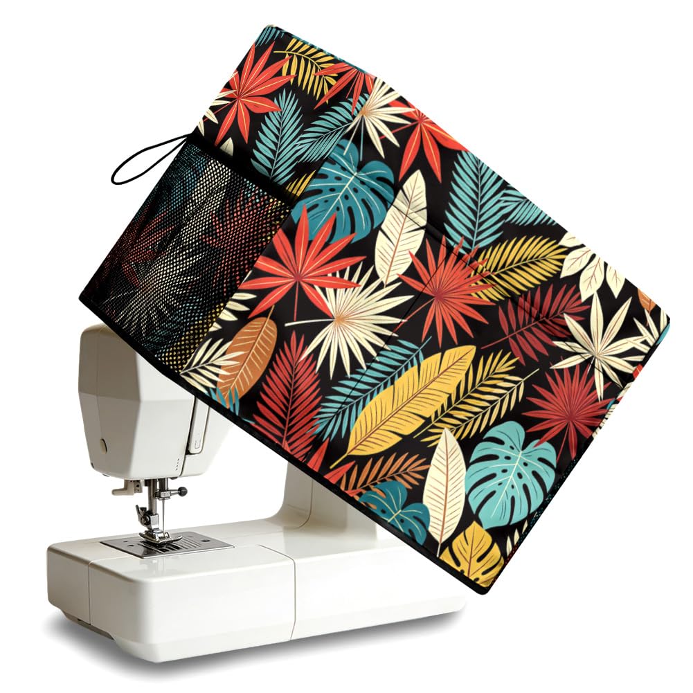 Peacoblue Sewing Machine Cover, Colorful Leaves Pattern Dust Cover