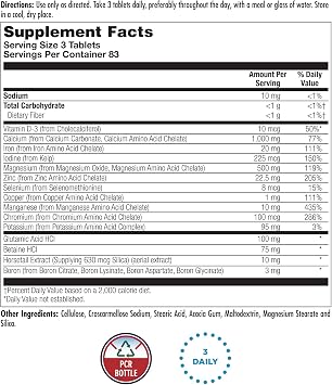 KAL Amino Max, Amino Acids, Multi-Mineral Complex Chelated Minerals 250 Tablets