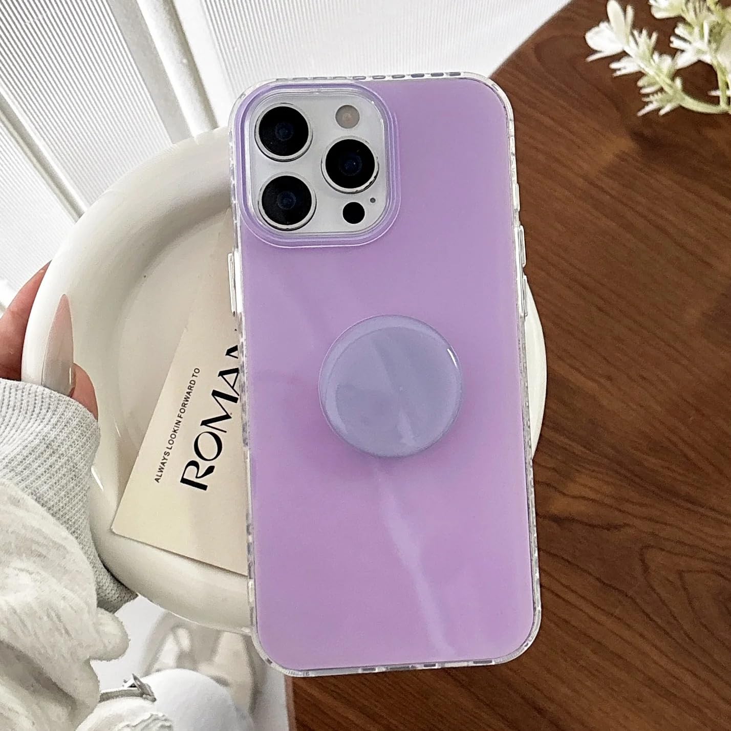 Coque de téléphone avec support pour iPhone 12 Pro Max violet antichoc