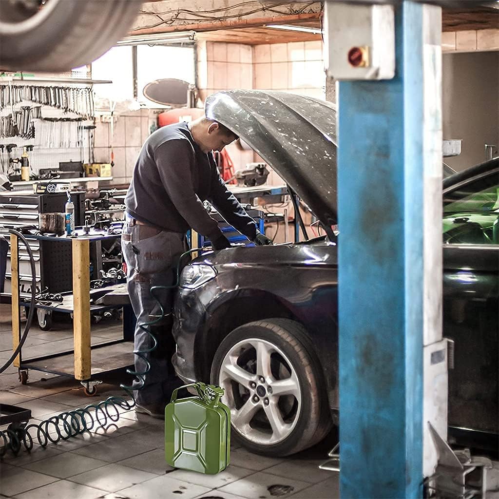 AMZOSS 20L 5 Gallon Metal Gas Can Green with Fuel Can and Spout System, US Standard Cold-Rolled Plate Petrol Diesel Can - Gasoline Bucket (13.78" x 6.5" x 17.91") : Automotive