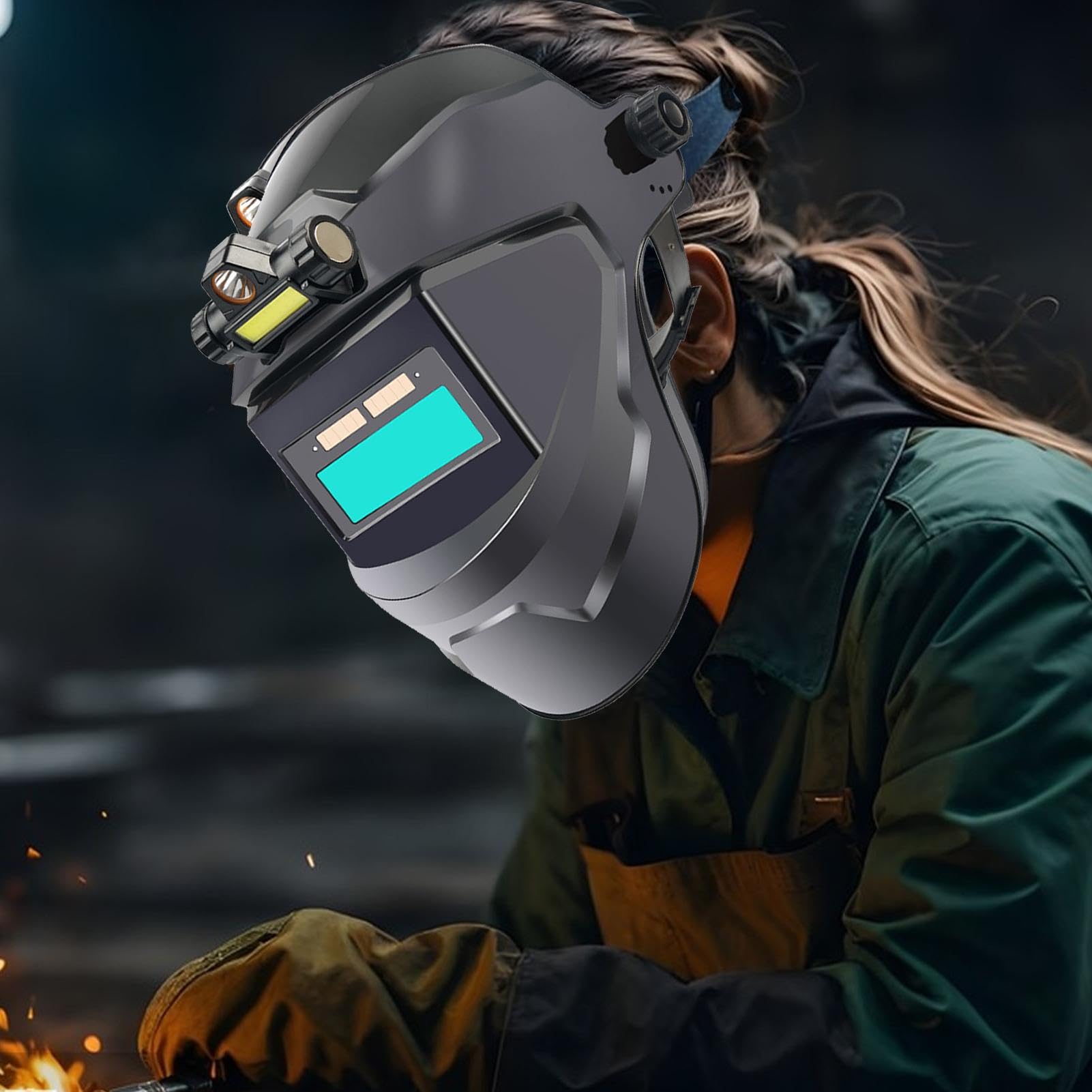 Casco de soldar - equipo de protección para soldar, capucha de soldar con oscurecimiento automático | Capucha de soldadura automática de color verdadero, equipo de soldadura transpirable para producci
