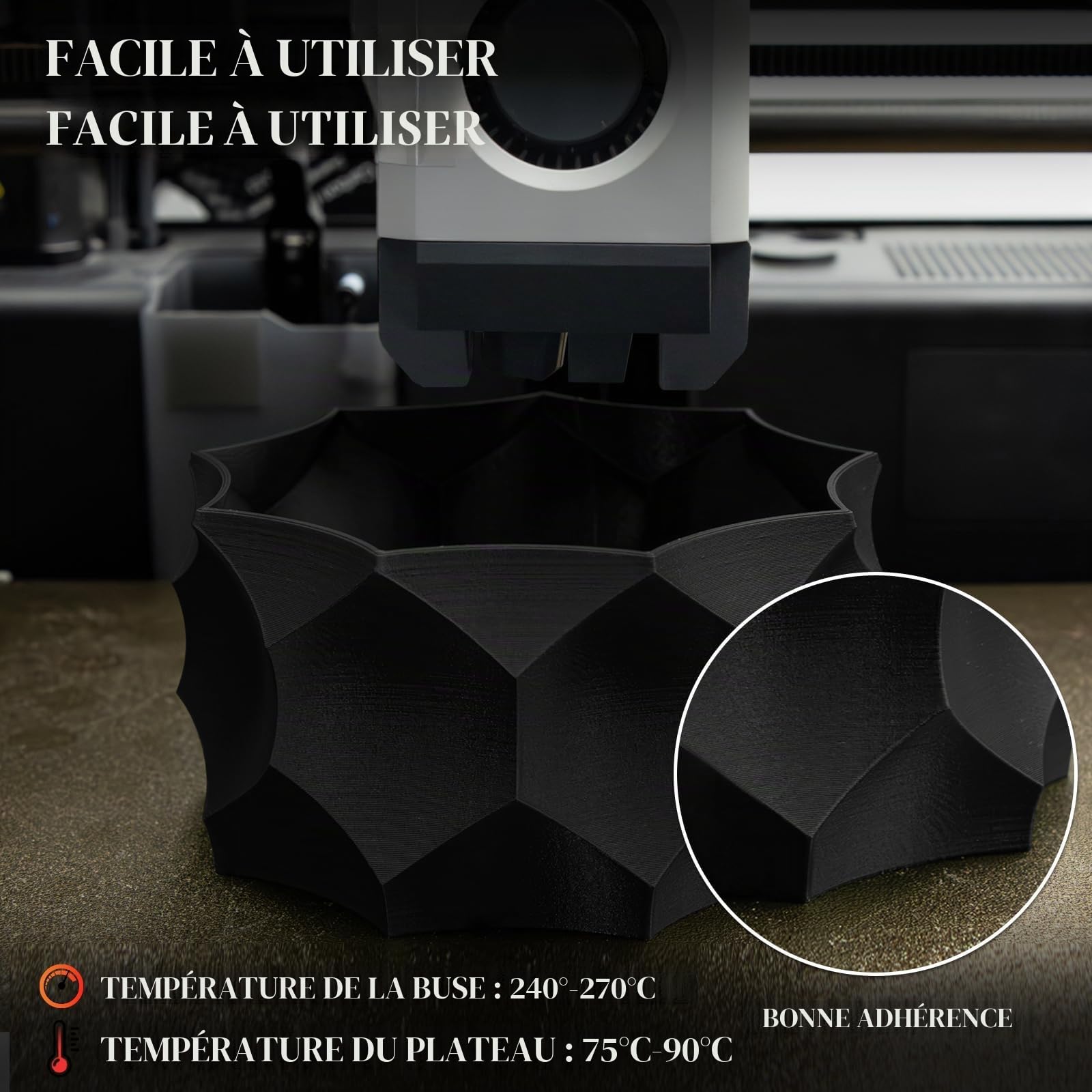 TINMORRY Filament PETG CF 1,75 mm, Filament pour Imprimante 3D 1 kg, Noir | PETG Fibre Carbone Haute Rigidité Résistant Chaleur Pièces Techniques