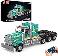 Mould King 13201 Technik Remote Controlled Truck Building Blocks Model, 2064 Pieces American Truck Model Building Blocks Toy, Remote Control and App Double Control Mobile Truck