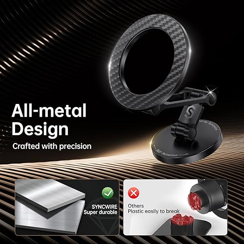 Miniatura 8 de SYNCWIRE Compatible con soporte MagSafe para automóvil, soporte magnético para teléfono para tablero de automóvil, flexible de tres ejes rotación de