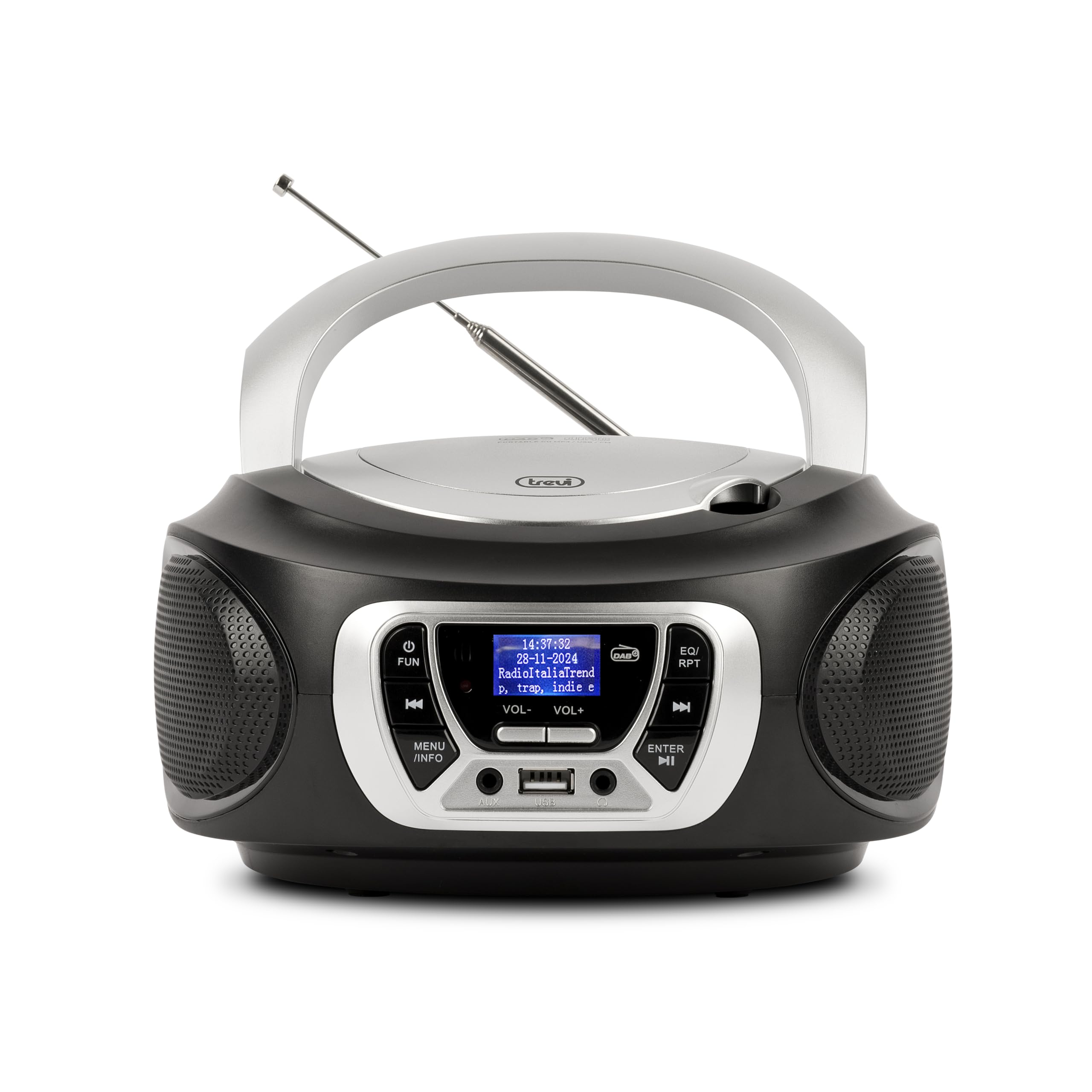 Trevi CMP 510 DAB Stereo Portatile con Radio Digitale DAB e FM RDS, Lettore CD, USB, AUX-IN, Display ad Alta Leggibilità, Antenna Telescopica Orientabile, Nero