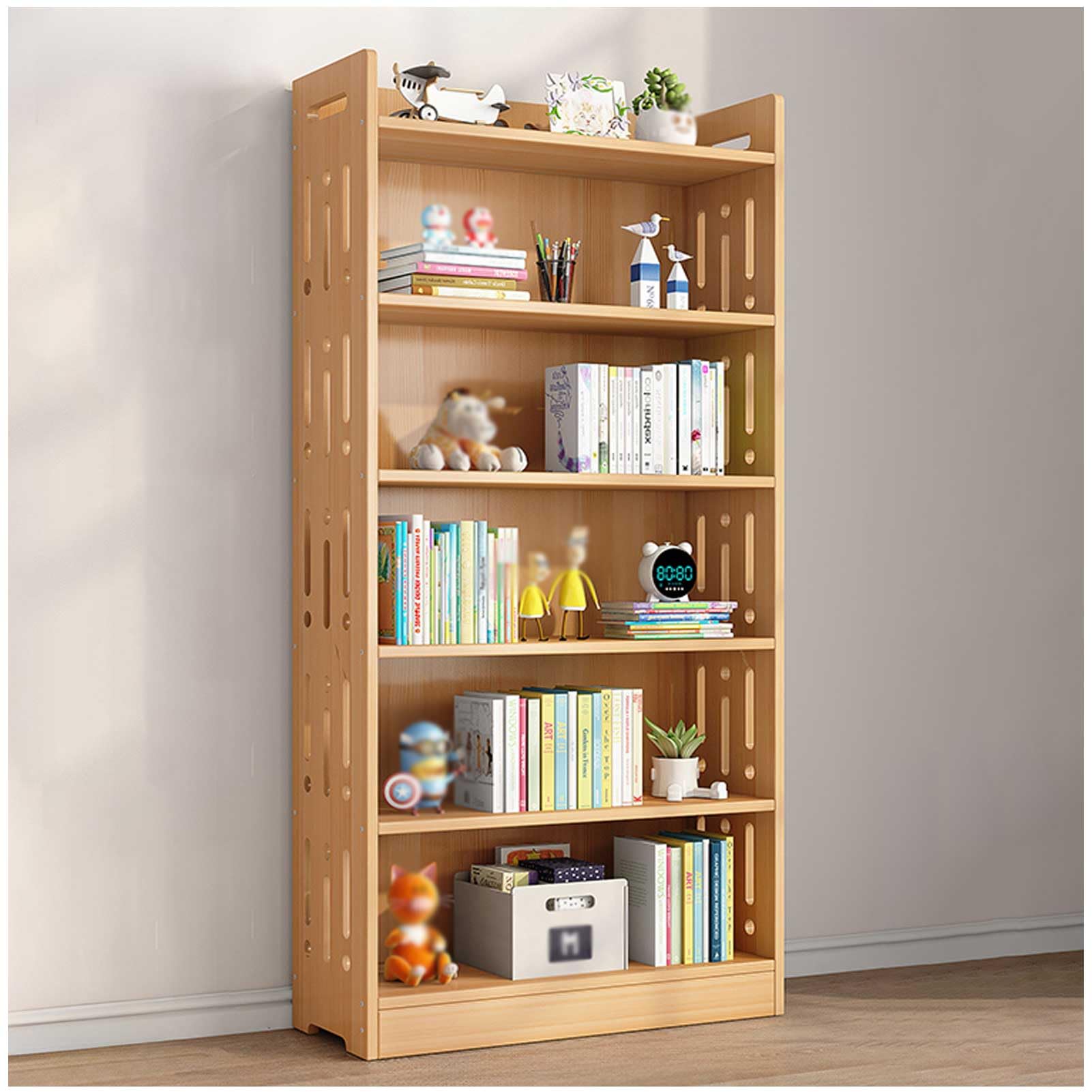 Amazon｜6棚背の高い本棚木製オープンディスプレイフロア本棚、本棚
