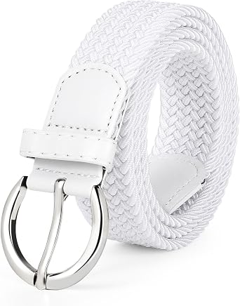 JASGOOD Women Men Braided Woven Elastic Stretch Waist Belt Golf Canvas Fabric Casual Belt for Jeans Pants