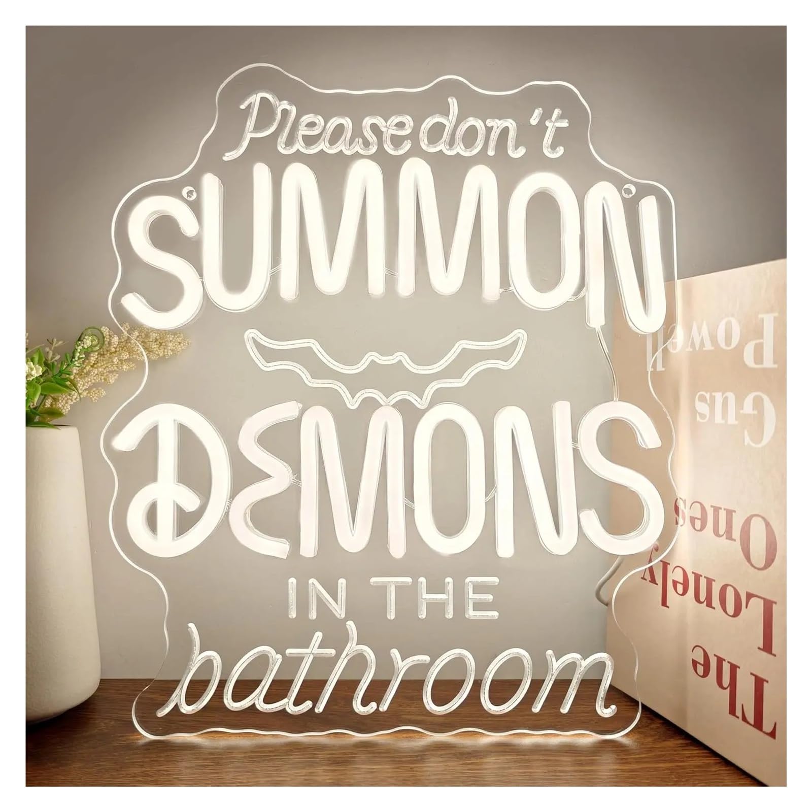 RONGCH Hanging Art Signs Please Don't Summon Neon Sign Wall Art Decoration for Gameroom Bedroom Livingroom Bar 32.7x28cm