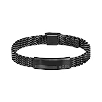 BOSS Jewelry Bracciale a Maglia da Uomo Collezione ALEN en Acciaio Inossidabile Nero