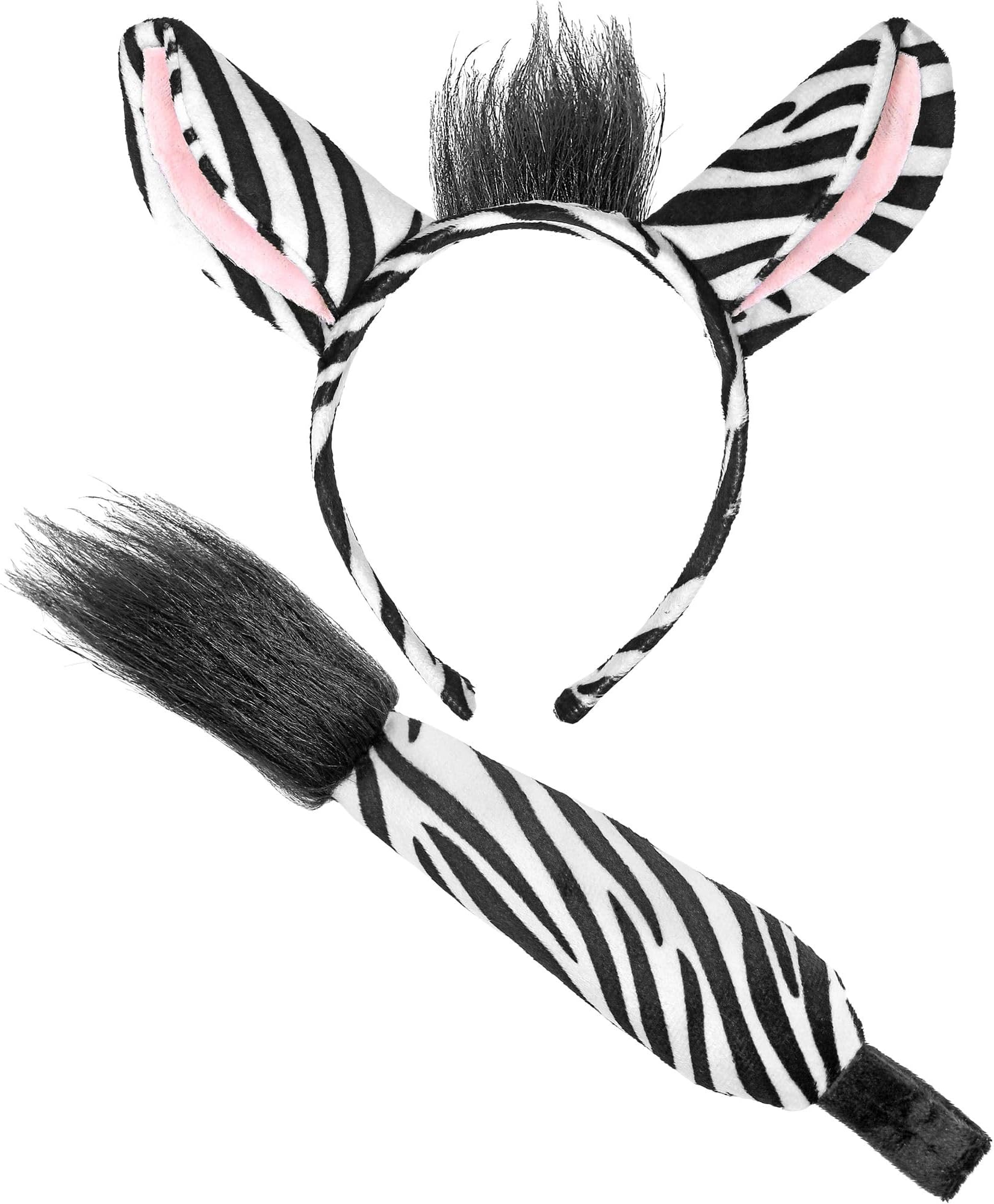 Widmann 09732 zebra Tiger Set, Ears and Tail, White/Black, Standard Size