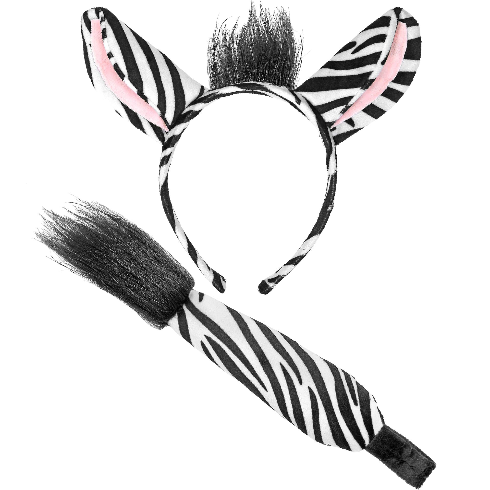 Widmann 09732 zebra Tiger Set, Ears and Tail, White/Black, Standard Size