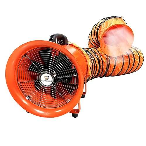 FLAPKWAN 10’’ Utility Blower 3010CFM 350W Portable Industrial Ventilation Exhaust Fan with 33ft Duct Hose for Sucking Dust, Smoke, Odor and Overspray at Home and Workplace