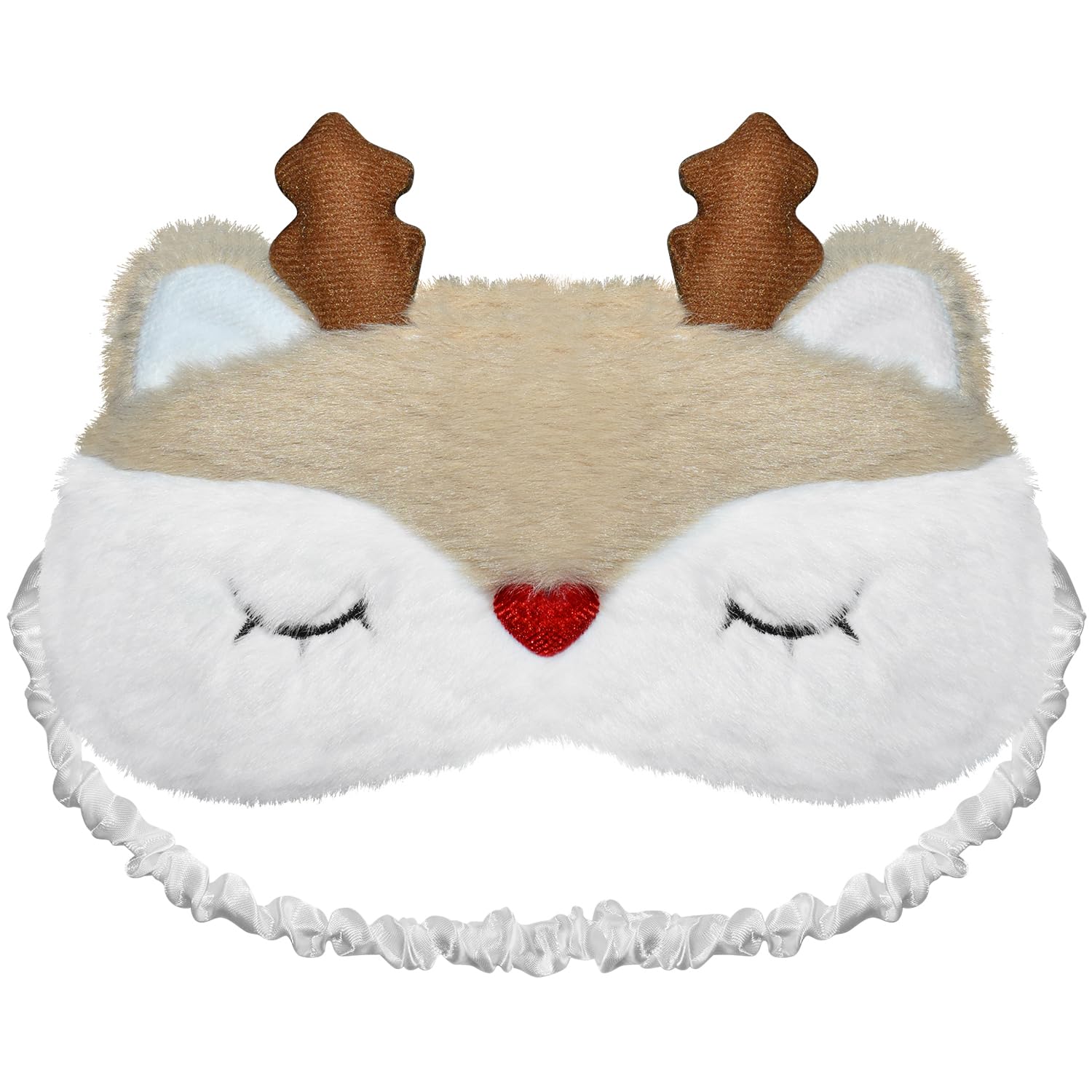 Sleep Mask Luxuriously Soft Plush Material Adorable Reindeer Design Comfortable Fit for Children and Adults - for Travel