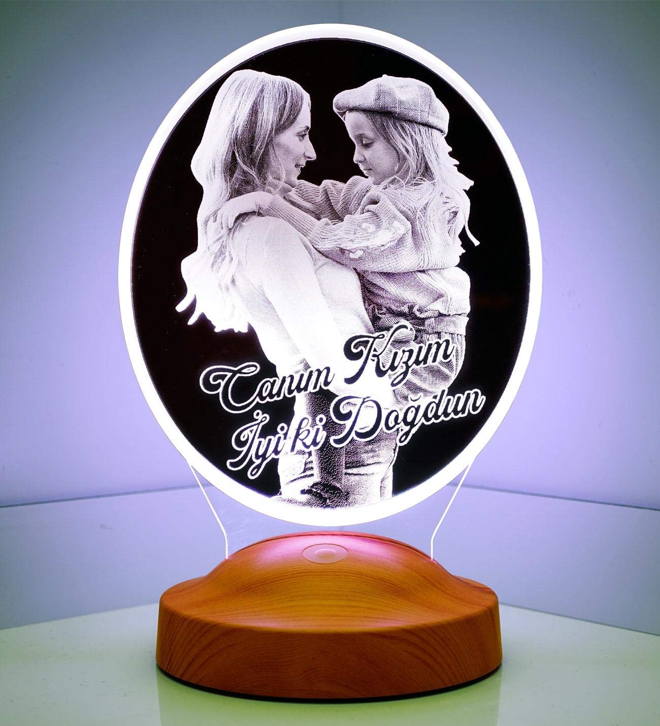 Regalo para el Día de la Madre con foto personalizable con tu propia foto y texto en imágenes 3D LED, diseño de lámpara grabada (forma de huevo)