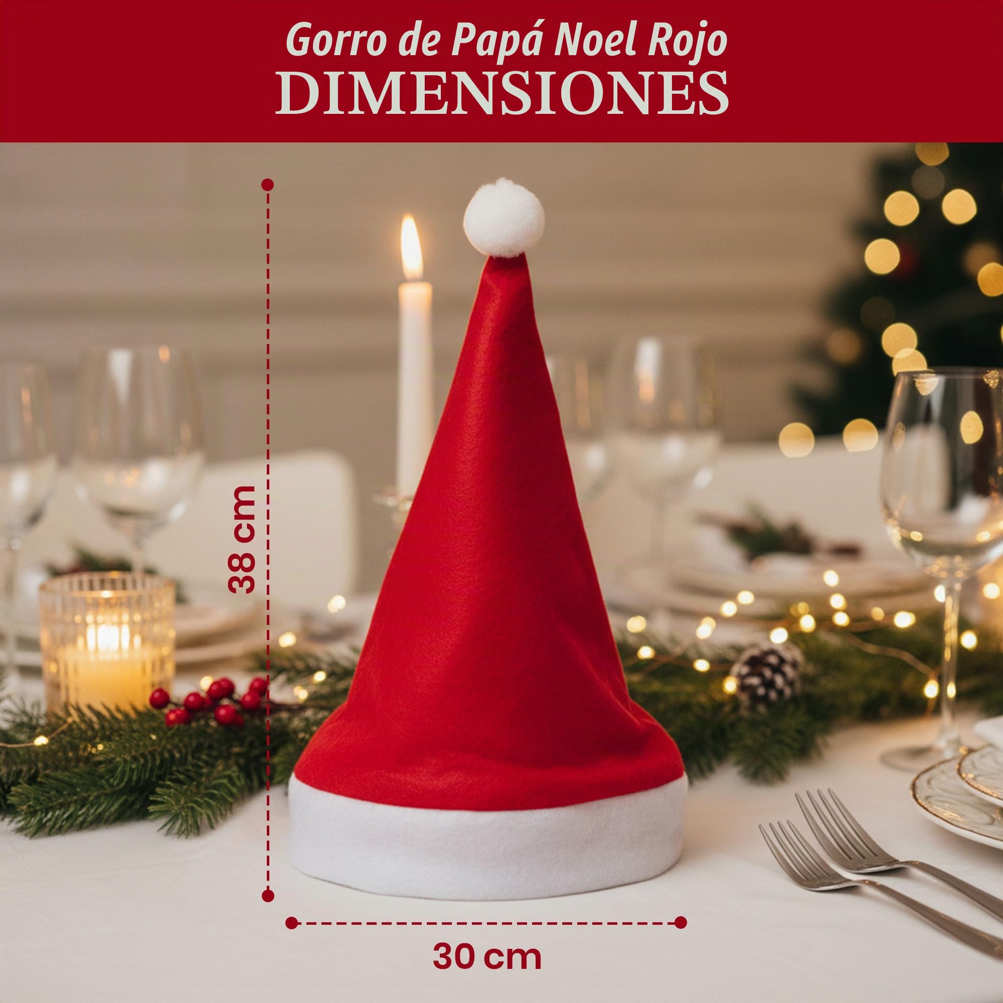 REDSTAR FANCY DRESS 100 Gorros de Papá Noel - Gorros de Navidad para Fiesta de Navidad o Disfraz de Papá Noel - Divertido Gorro Rojo de Papá Noel para Navidad
