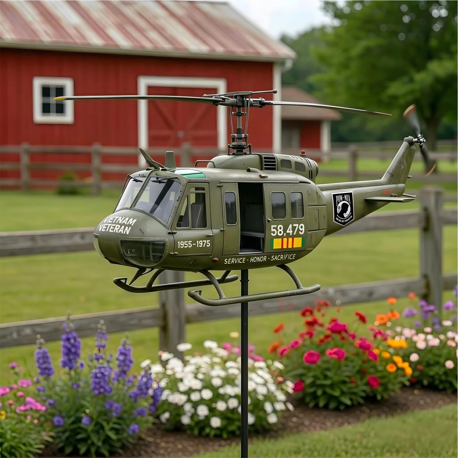 Flugzeug Wetterfahne, Hubschrauber Windspiel, Metall Windspiel Für Hof Und Garten, 3D Windfänger Skulptur Mit Rotierendem Windrad Für Garten, Außenbereich, Rasen, Terrasse, Deck, Hinterhof