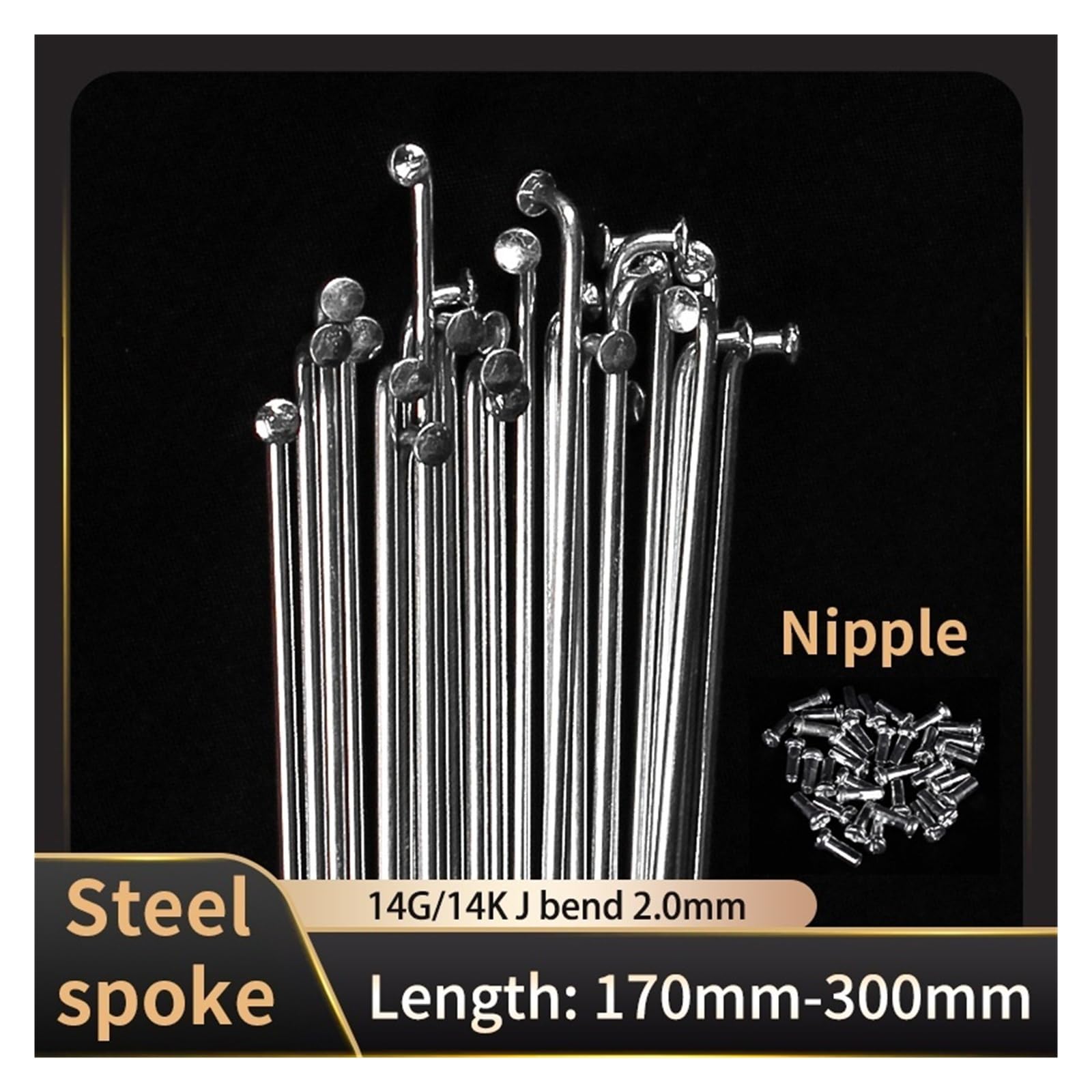 36 pezzi 14G per raggi di bicicletta 170-300 mm J-Bend con nippli in acciaio MTB Road Wheel Repair (183 mm)