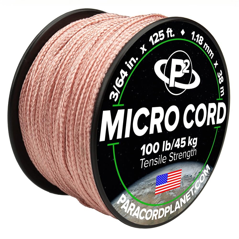 Paracord Planet Micro Paracord – Thin Braided Cord for Crafting, Fishing, and DIY Projects in 125 ft Spools – Rose Gold-image-24