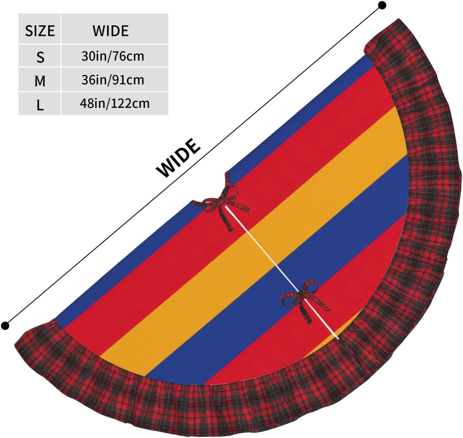 Flag of Armenia Christmas Tree Skirt with Plaid 36 Inch, Xmas Tree Skirts for Christmas Tree Mat Decorations