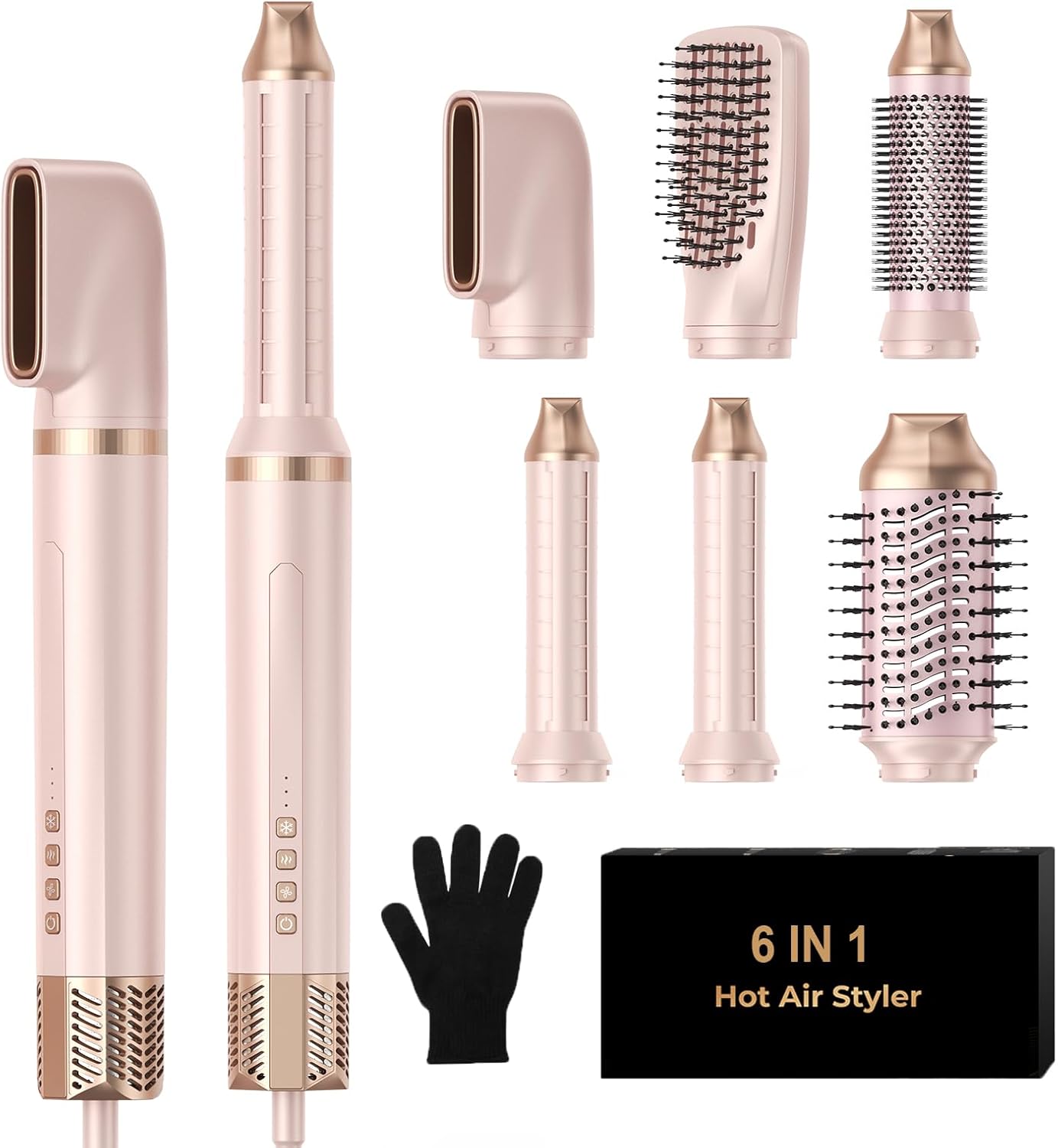 Hair Dryer Brush,Blow Dryer Brush with Attachments,110000 RPM Curly Twist 6 in One Air Style, Professional Ionic Hair Styling Tool, Left & Right Air Curler, Volumizer